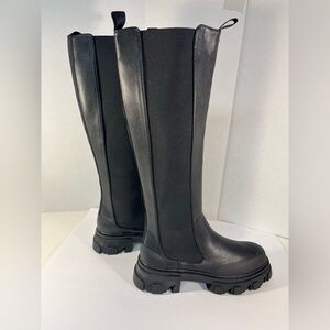 Public Desire Monique Black Chunky Knee High Boots Size 10 Women’s.